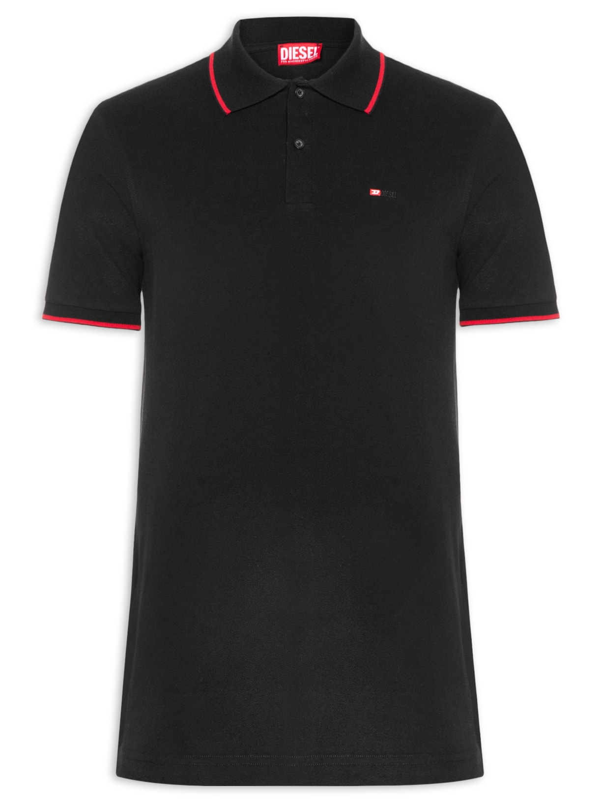 Polo Masculina T-Ferry Microdiv Logo Bordado Preto Diesel