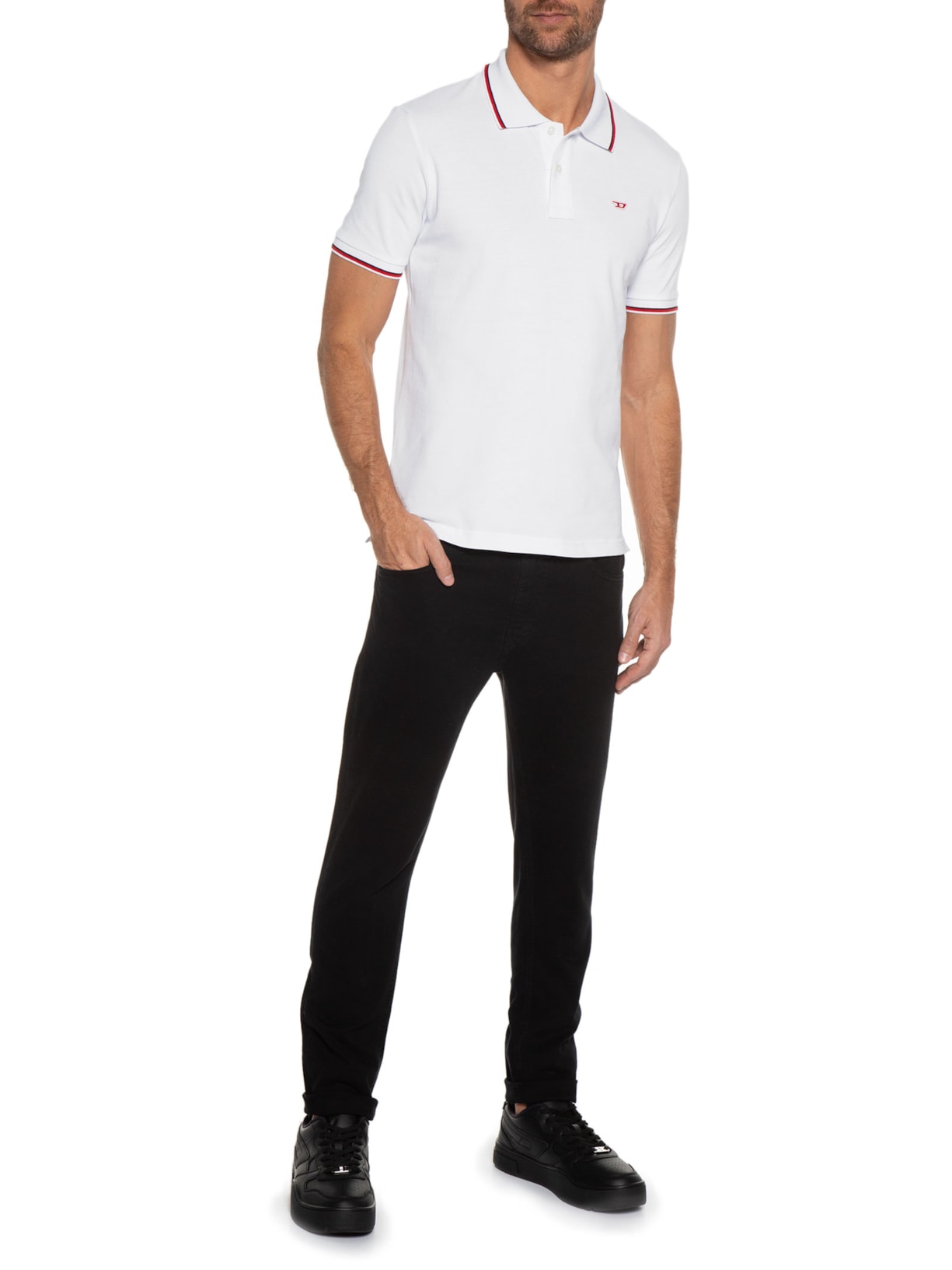 Polo Masculina T-smith-d Branco Diesel