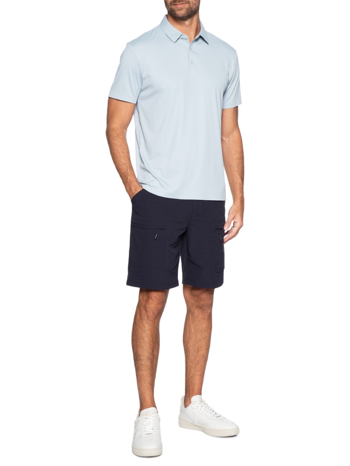 Polo Masculina Tech Corte A Laser Azul '2 Essential