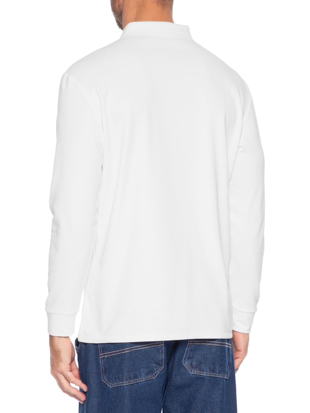Polo Masculina Térmica Manga Longa Branco Basiq Men