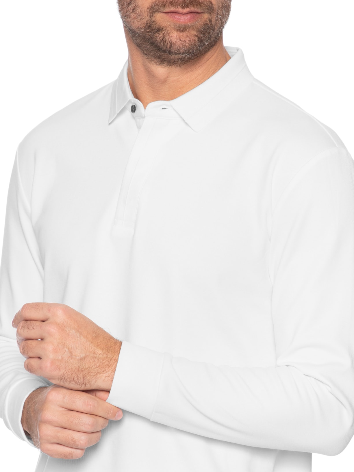 Polo Masculina Térmica Manga Longa Branco Basiq Men