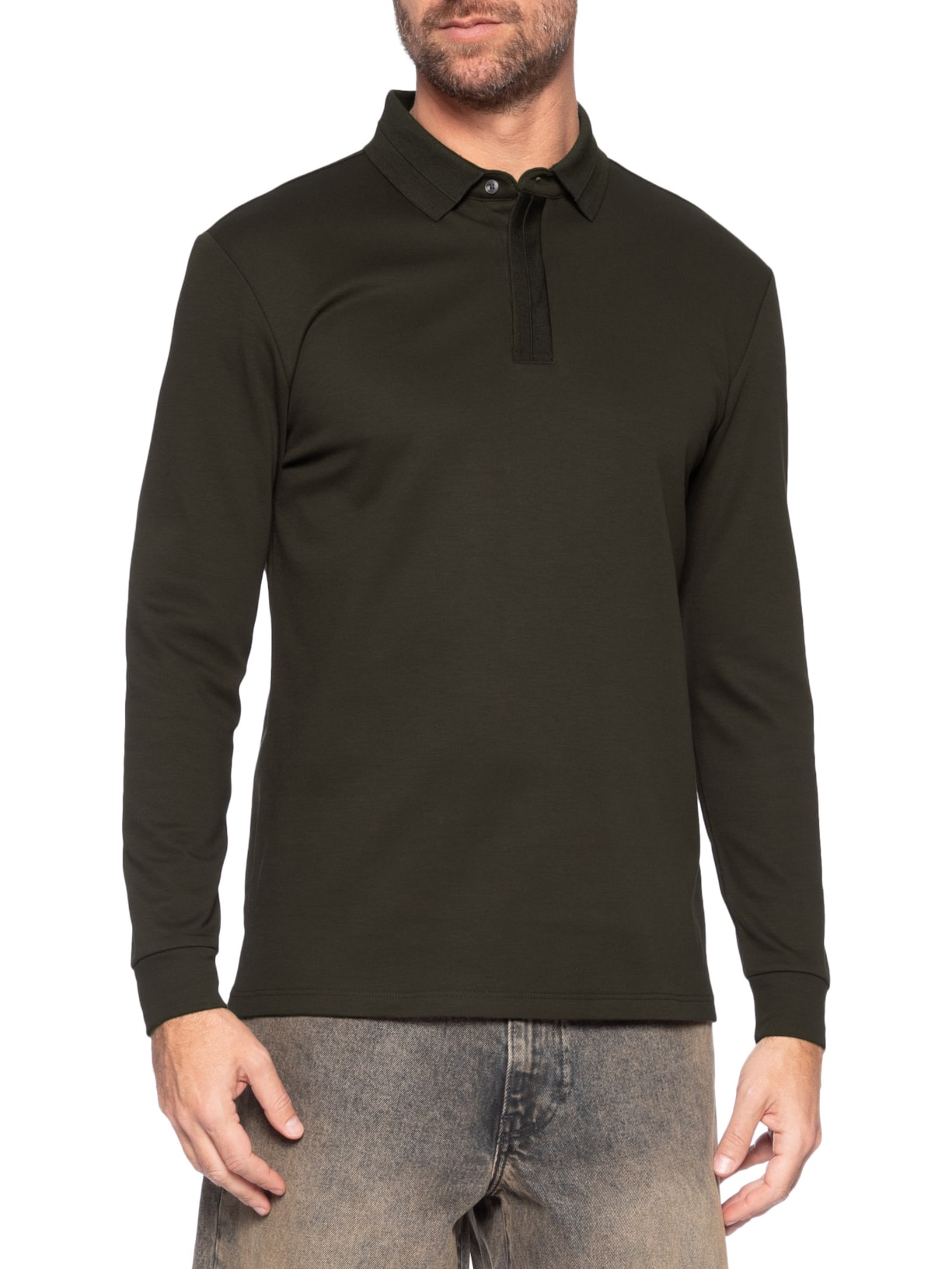 Polo Masculina Térmica Manga Longa Marrom Basiq Men