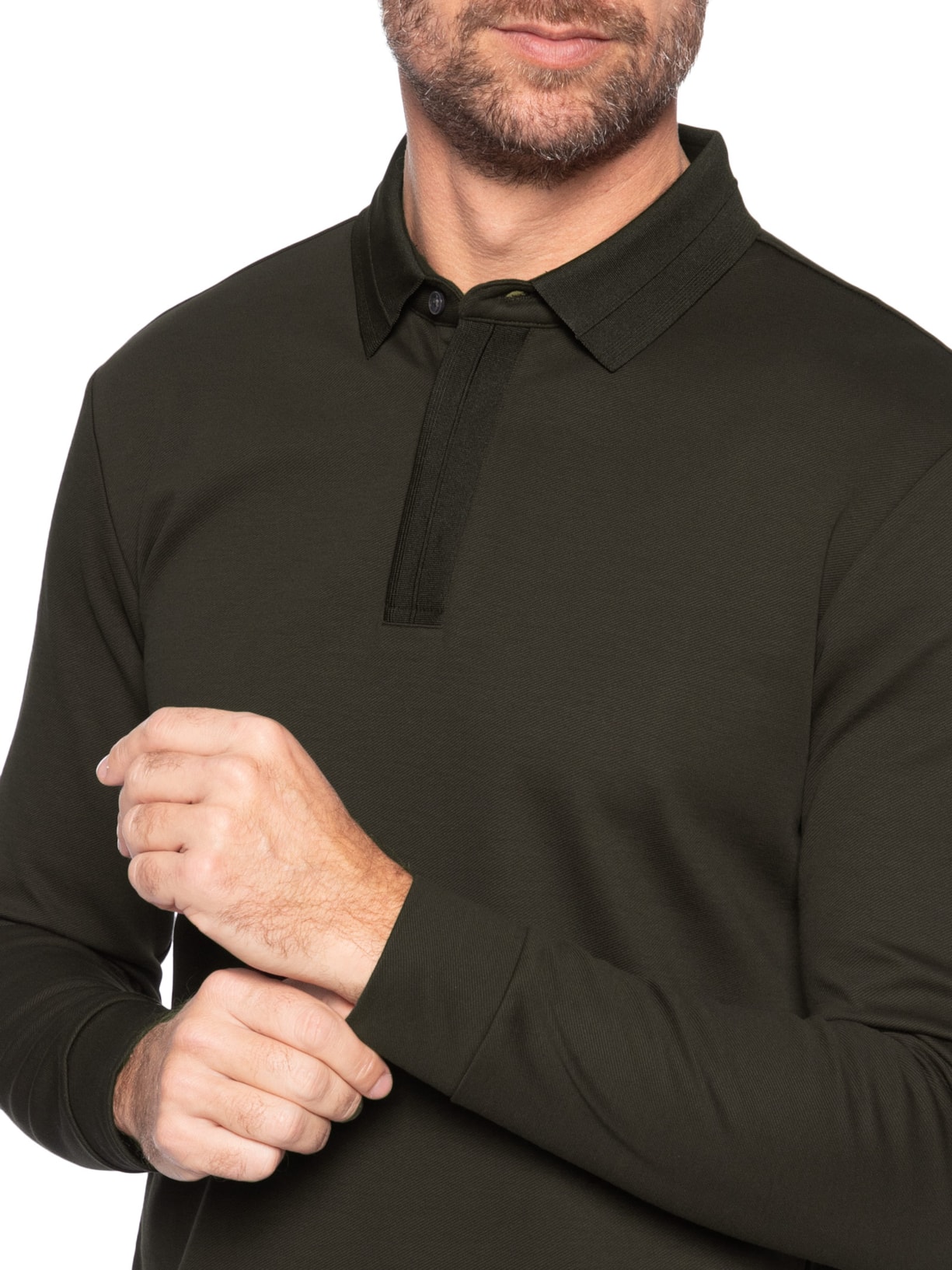 Polo Masculina Térmica Manga Longa Marrom Basiq Men