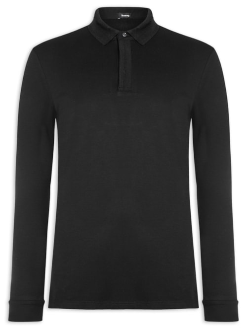 Polo Masculina Térmica Manga Longa - Preto