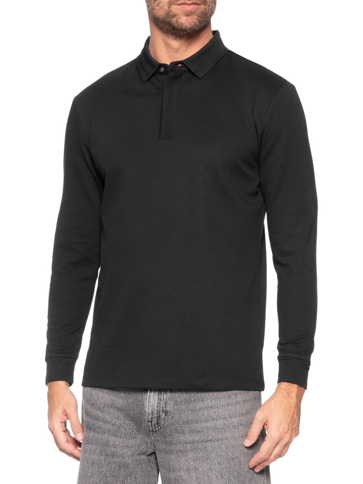 Polo Masculina Térmica Manga Longa Preto Basiq Men