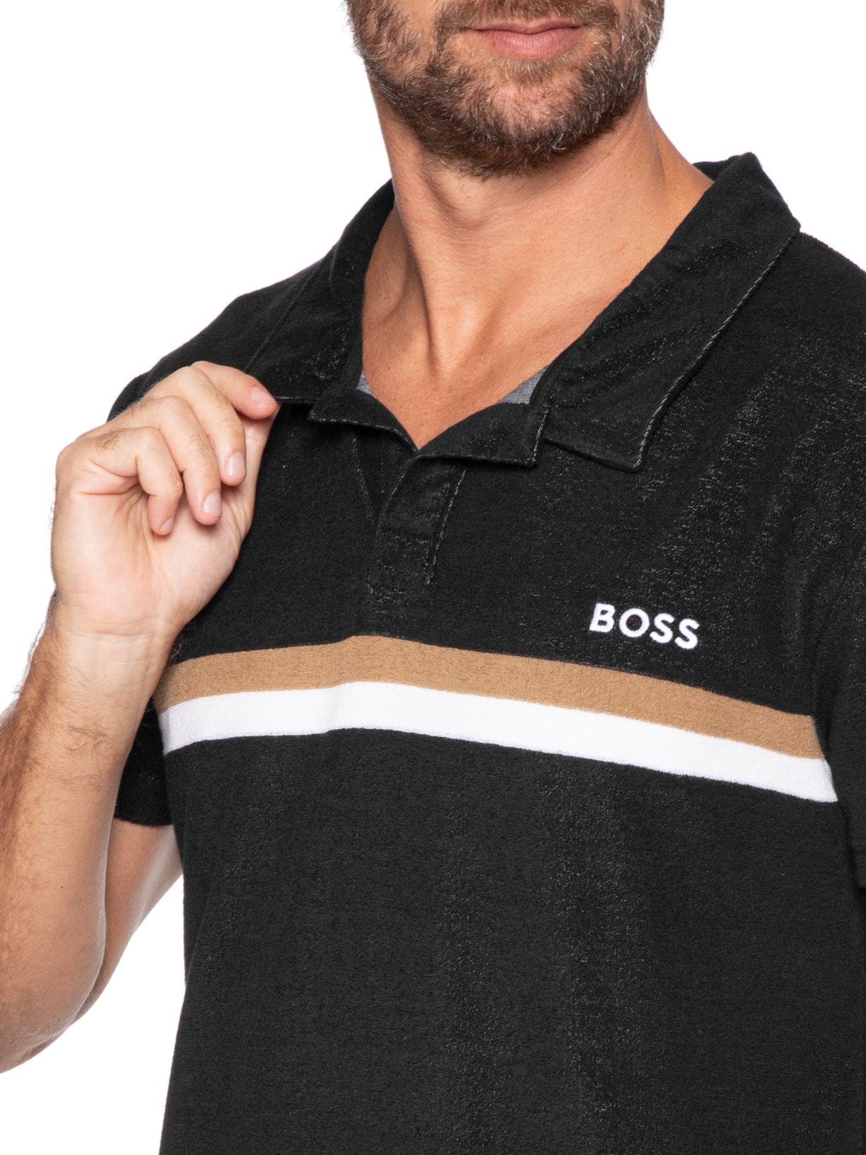 Polo Masculina Terry Shirt Preto Boss