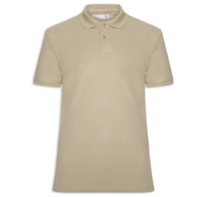 Polo Masculina Texturizada Algodão - Bege