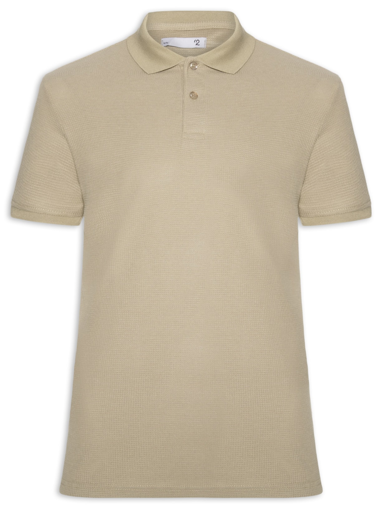 Polo Masculina Texturizada Algodão - Bege