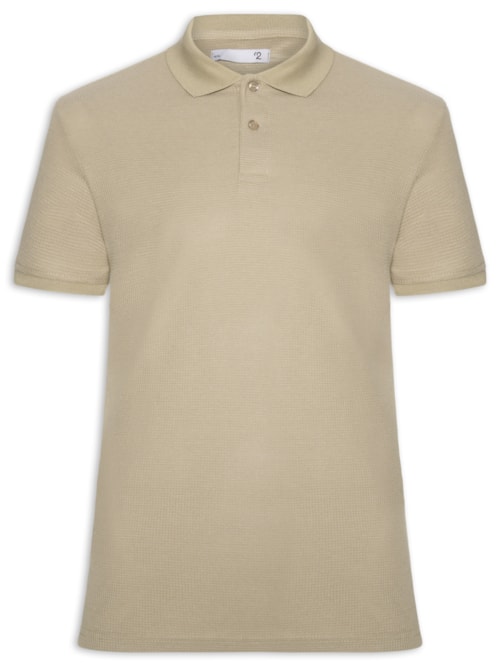 Polo Masculina Texturizada Algodão - Bege