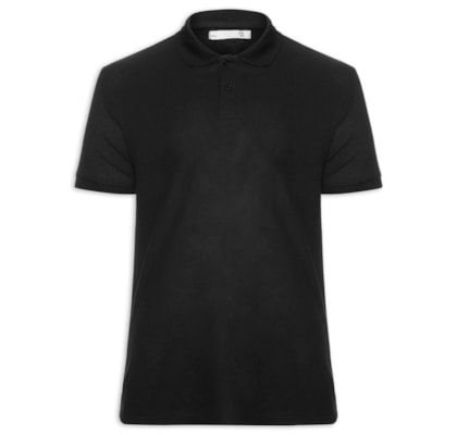 Polo Masculina Texturizada Algodão - Preto