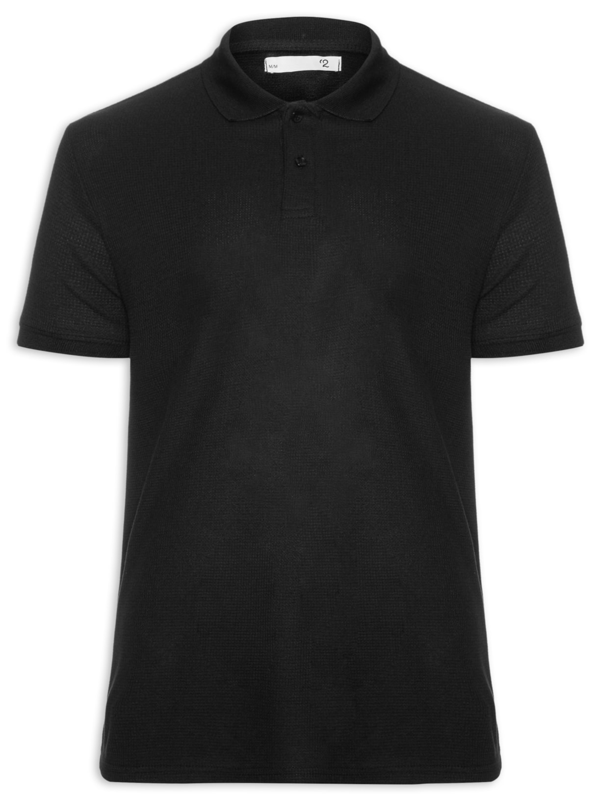Polo Masculina Texturizada Algodão - Preto