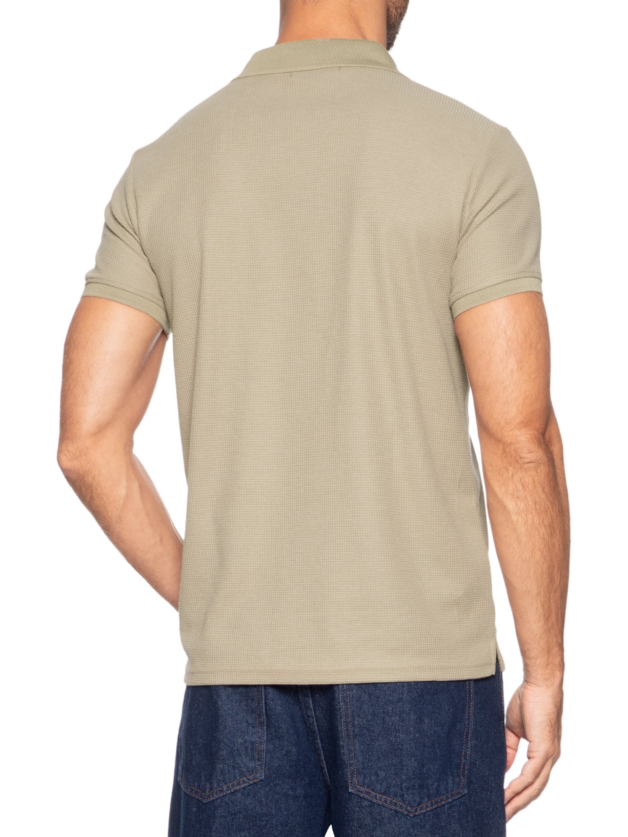 Polo Masculina Texturizada Bege '2 Essential