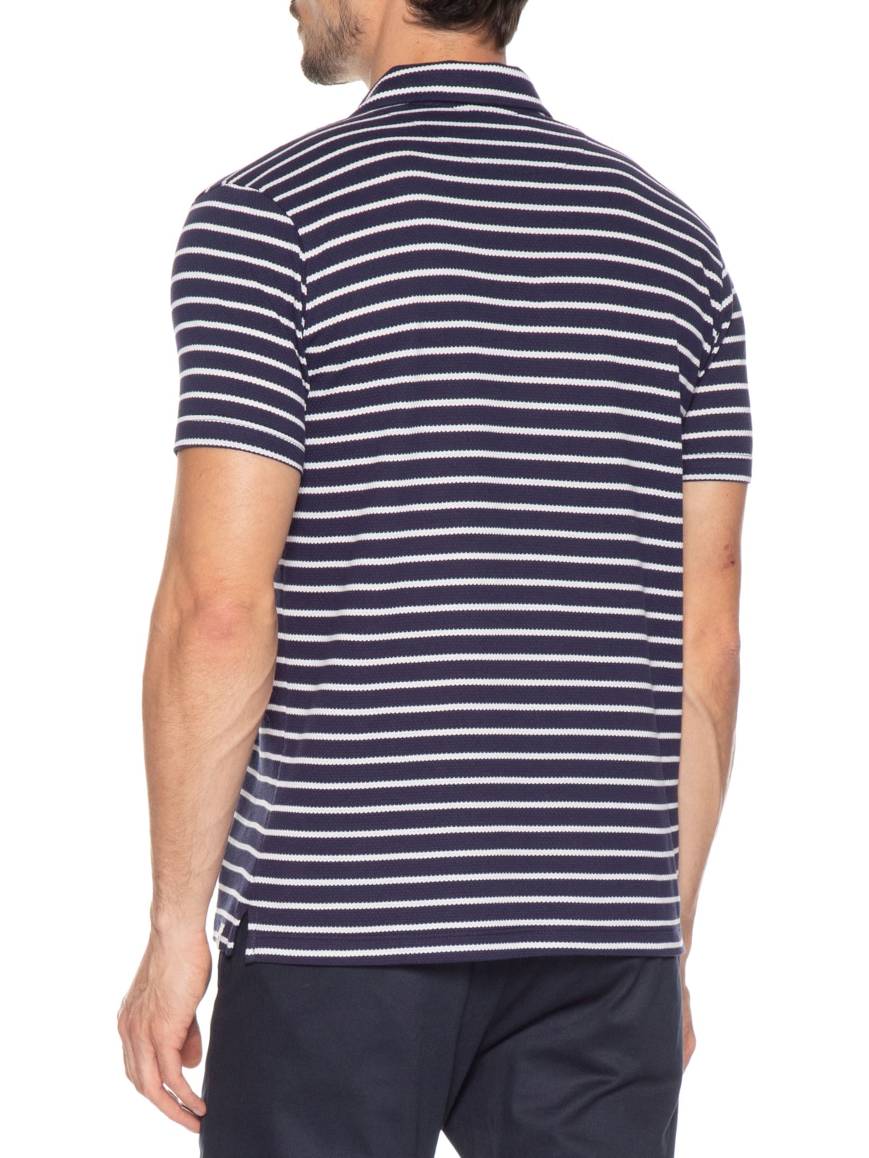 Polo Masculina Texturizada Listrada Azul Zapalla