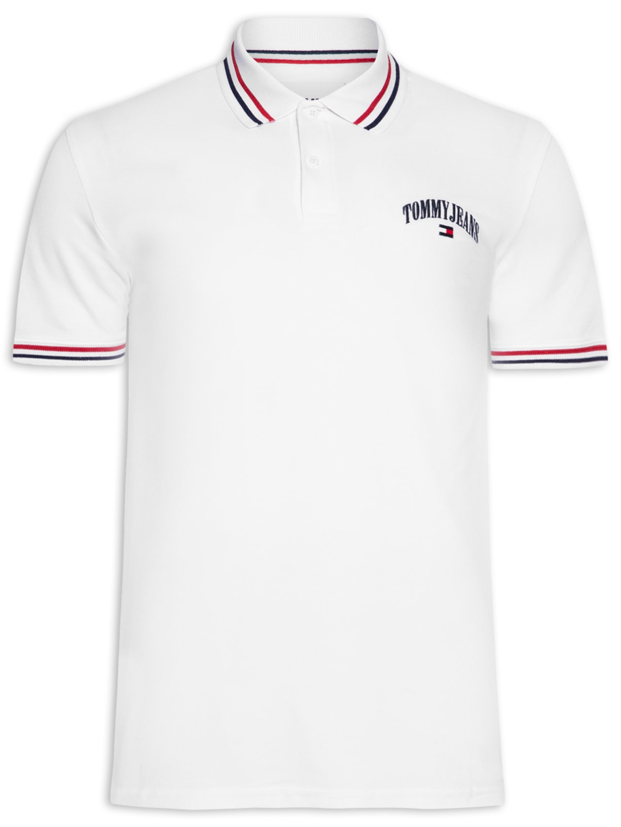 Polo Masculina Tipped Logo Arch - Branco