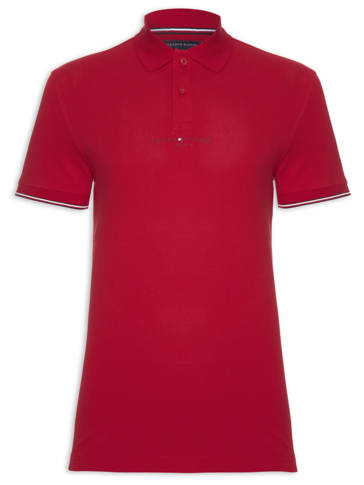 Polo Masculina Tipped Logo - Vermelho