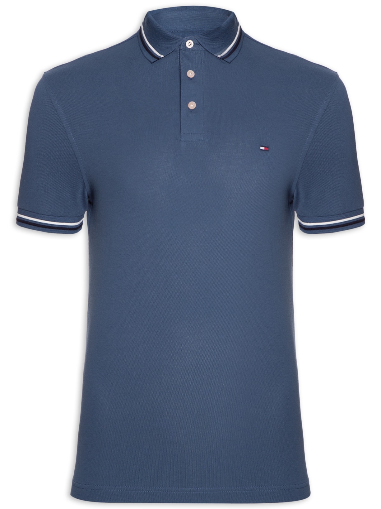 Polo Masculina Tipped Slim Fit - Azul