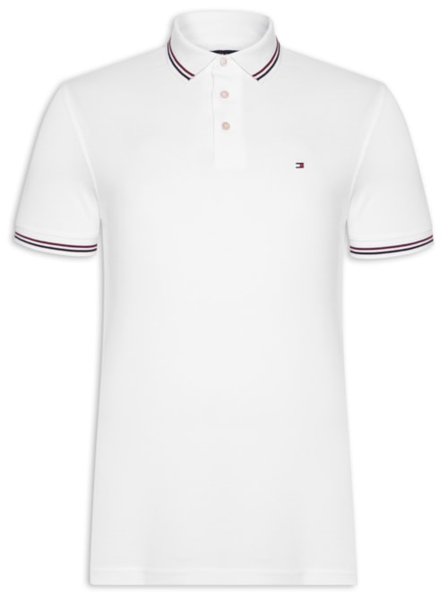 Polo Masculina Tipped Slim Fit - Branco