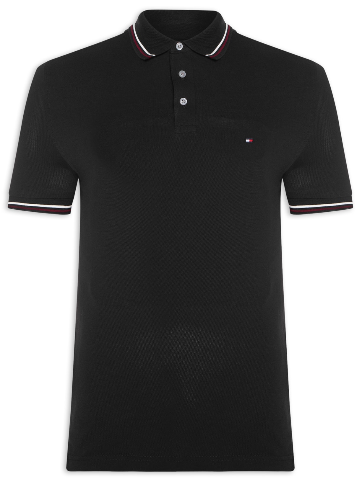 Polo Masculina Tipped Slim Fit - Preto