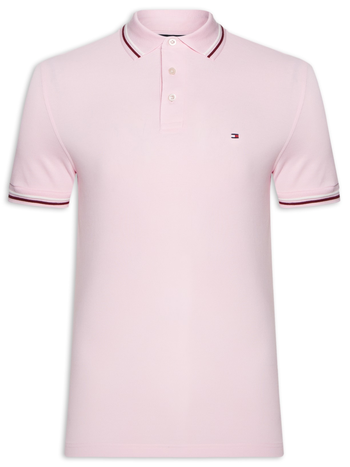 Polo Masculina Tipped Slim Fit - Rosa