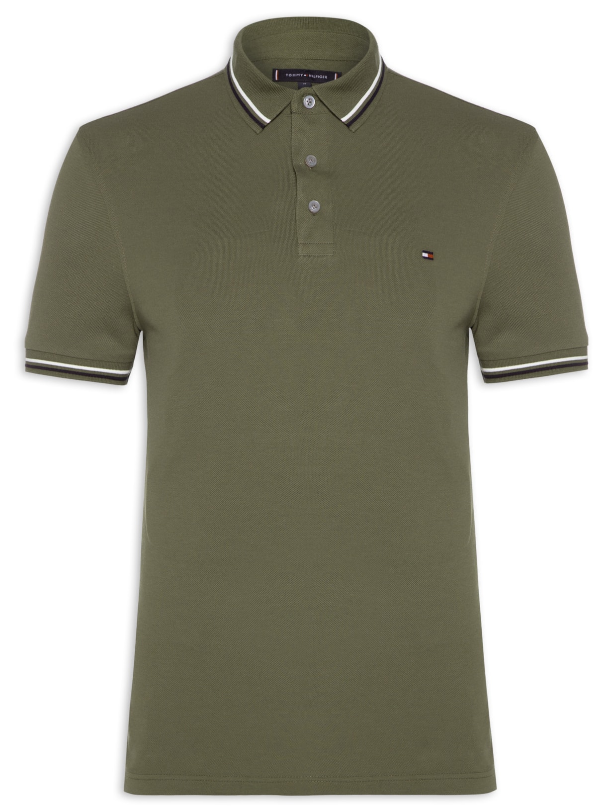 Polo Masculina Tipped Slim Fit - Verde