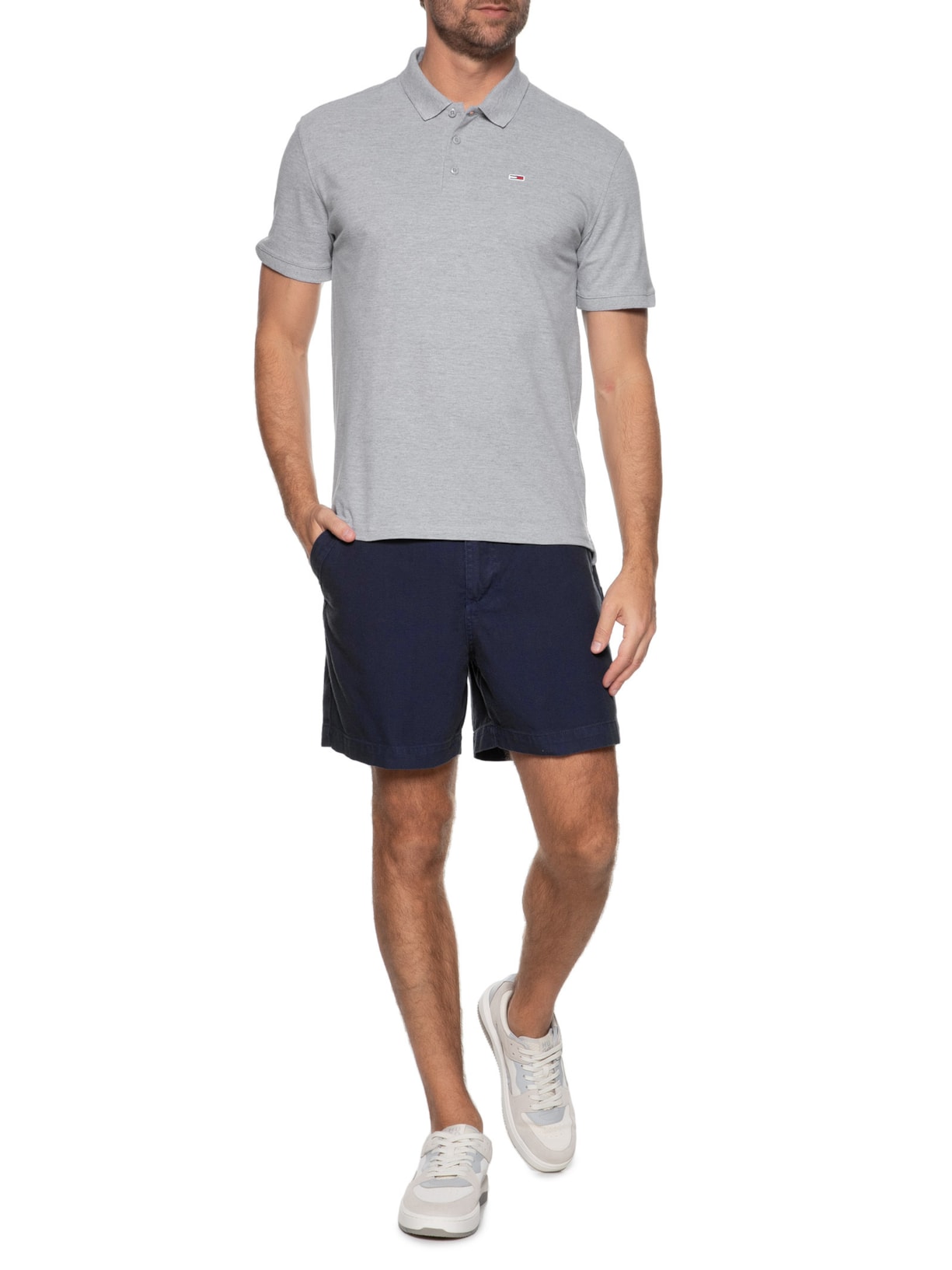 Polo Masculina Tjm Original Fine Pique Ss Cinza Tommy Jeans