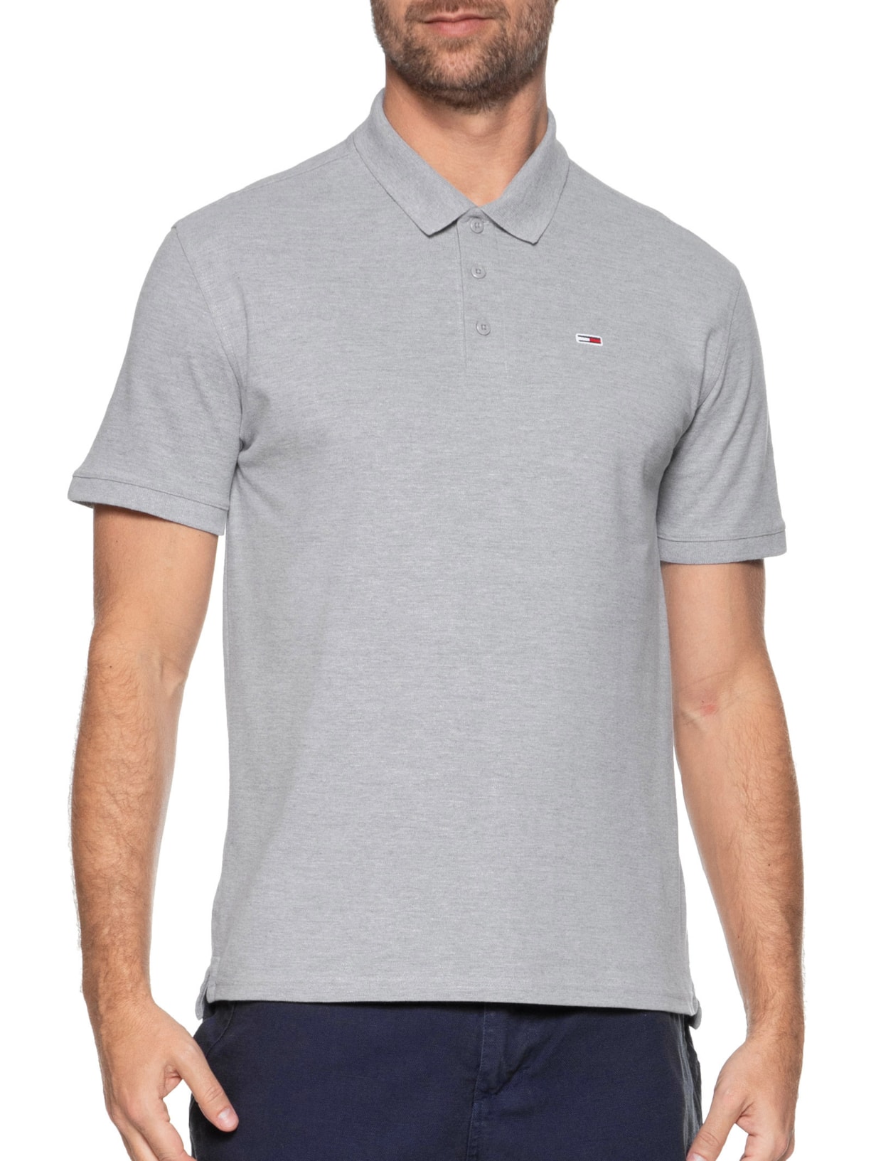 Polo Masculina Tjm Original Fine Pique Ss Cinza Tommy Jeans