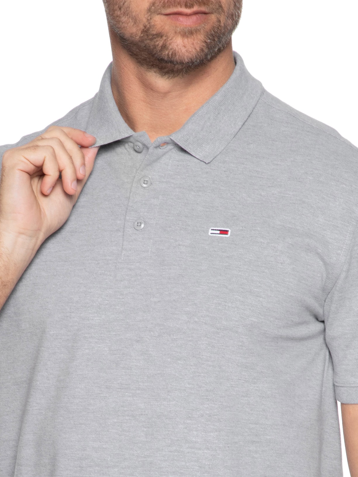 Polo Masculina Tjm Original Fine Pique Ss Cinza Tommy Jeans