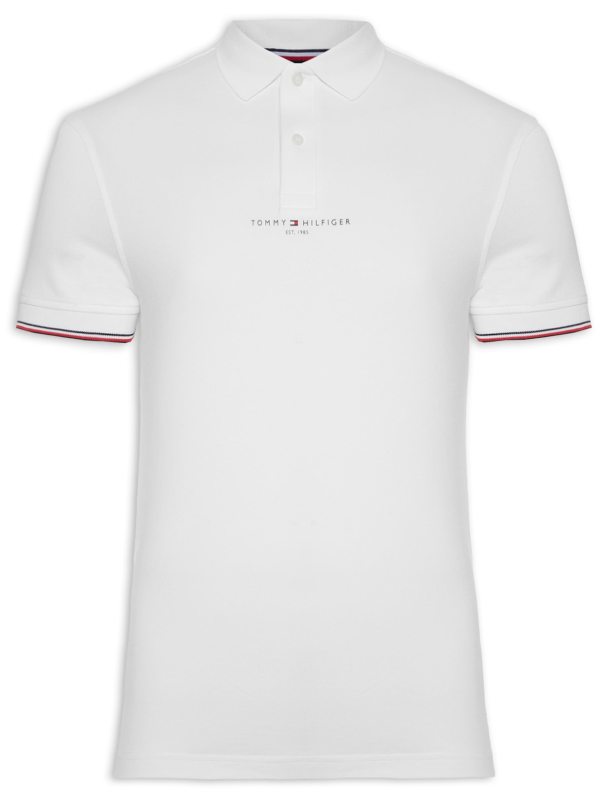 Polo Masculina Tommy Logo Tipped Regular - Branco