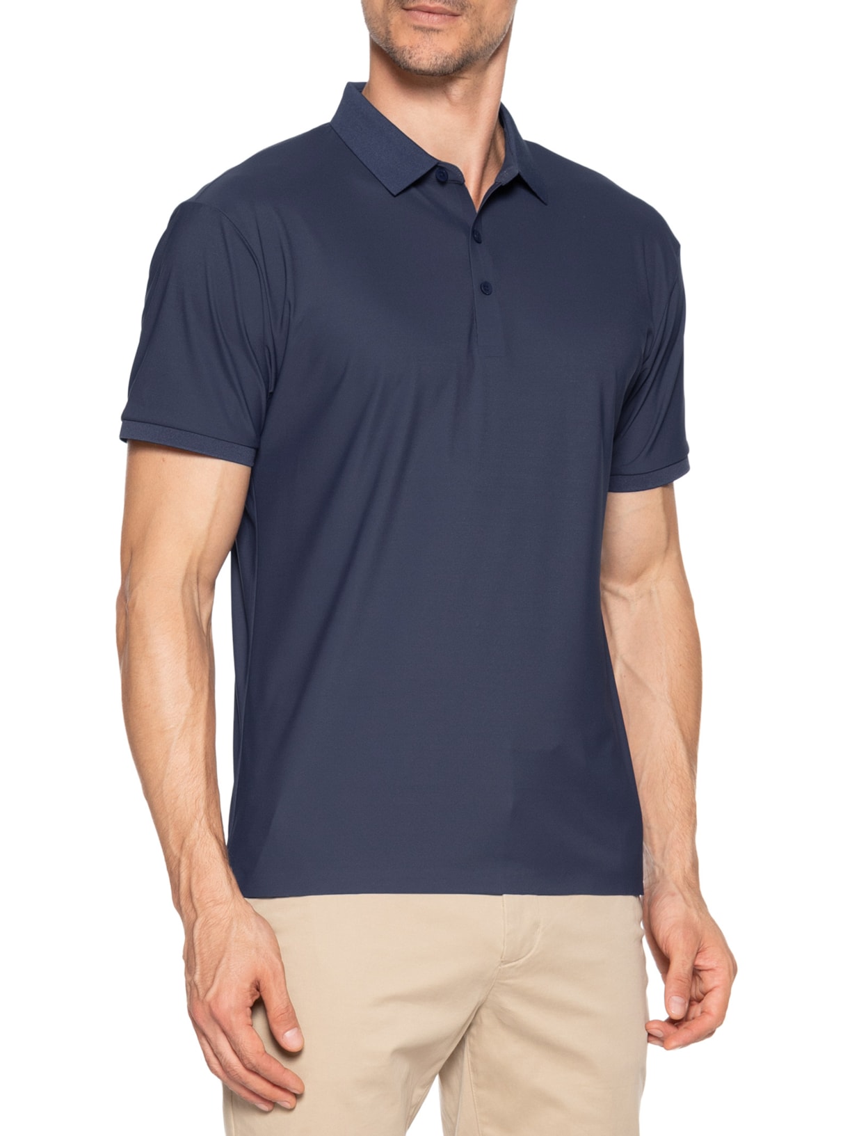 Polo Masculina Toque Gelado Sem Costura Azul '2 Essential