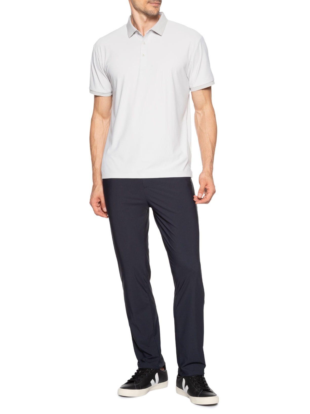 Polo Masculina Toque Gelado Sem Costura Cinza '2 Essential