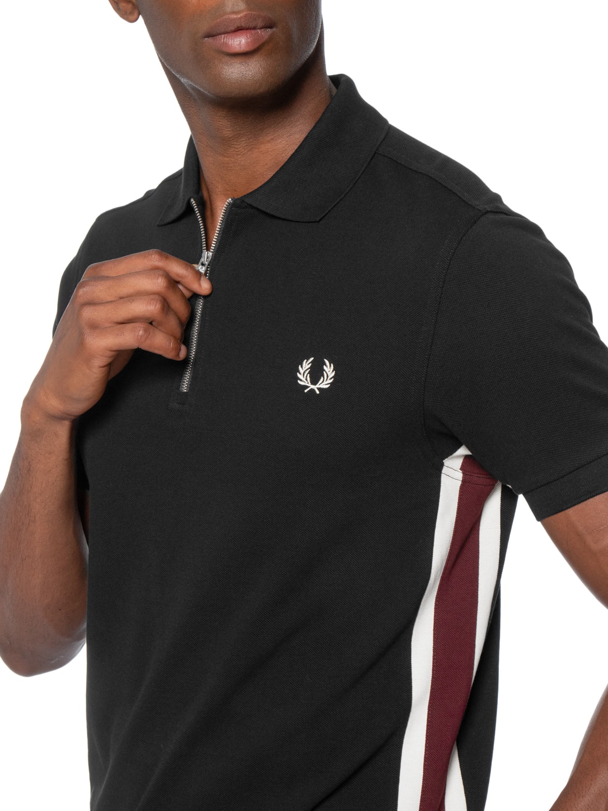 Polo Masculina Tramline Stripe Preto Fred Perry