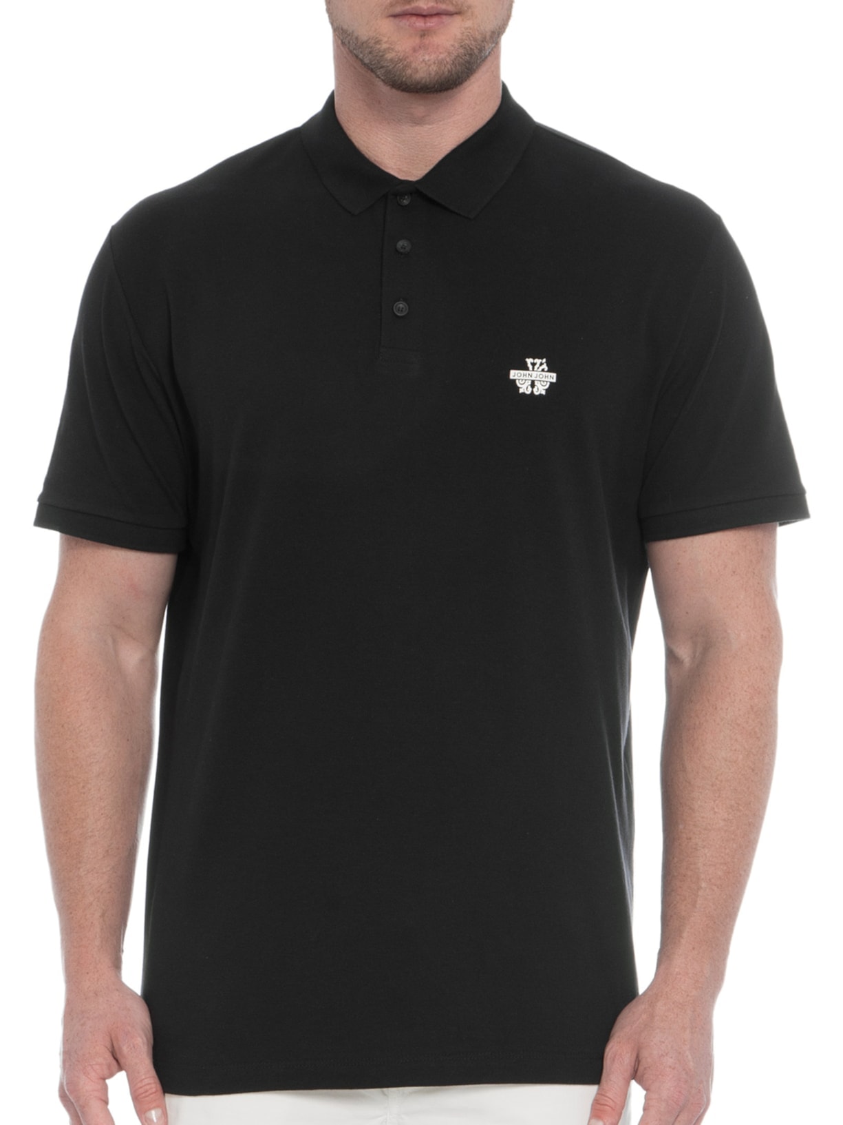 Polo Masculina Transfer Preto John John