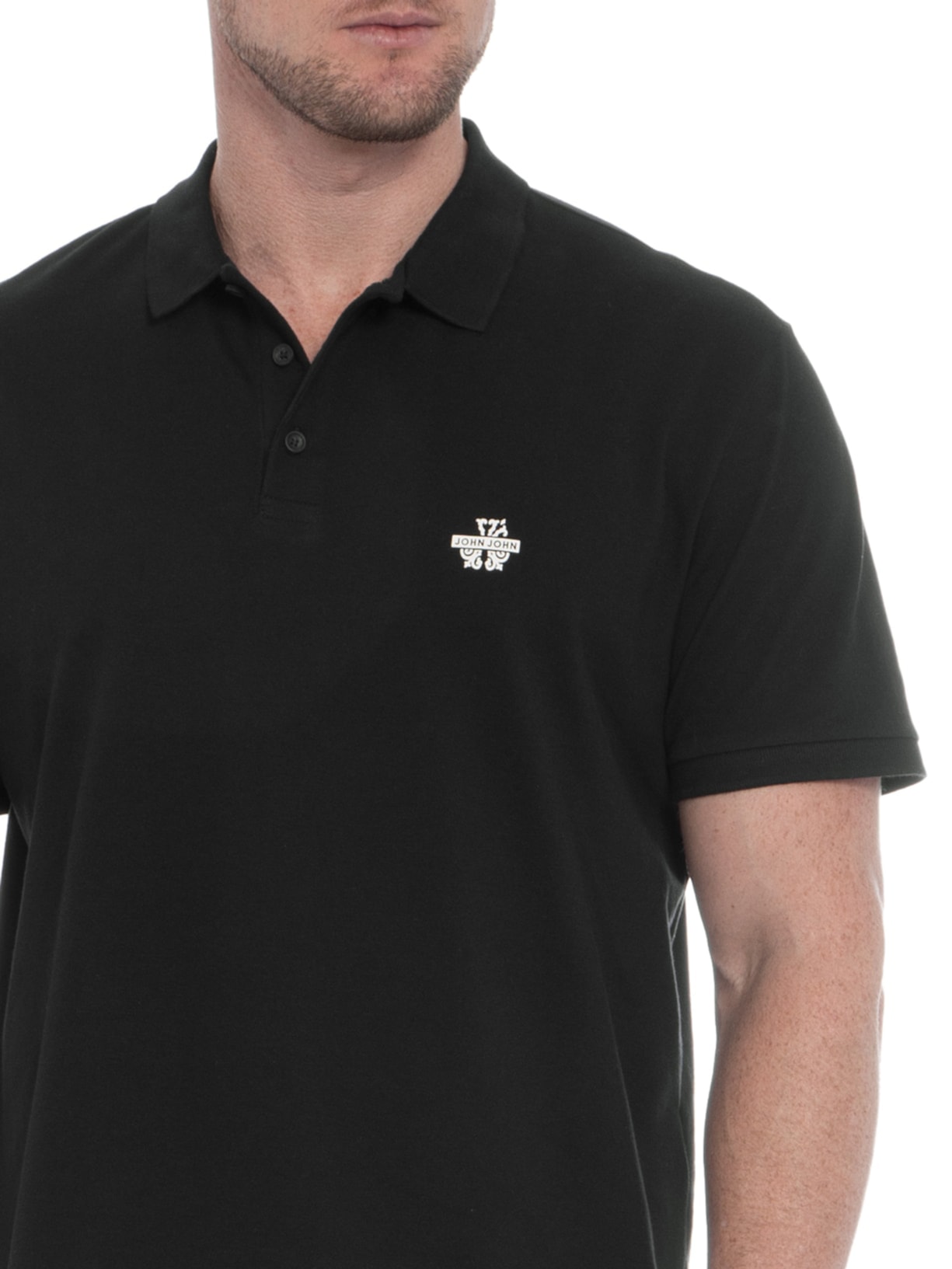 Polo Masculina Transfer Preto John John