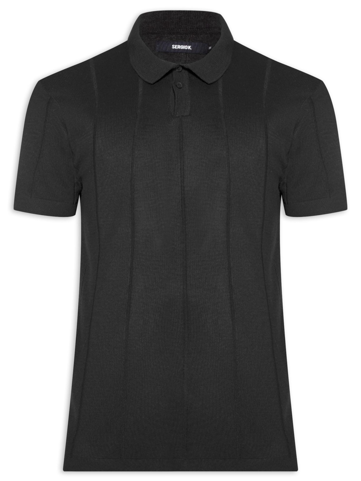 Polo Masculina Tricot 2 Botões - Preto