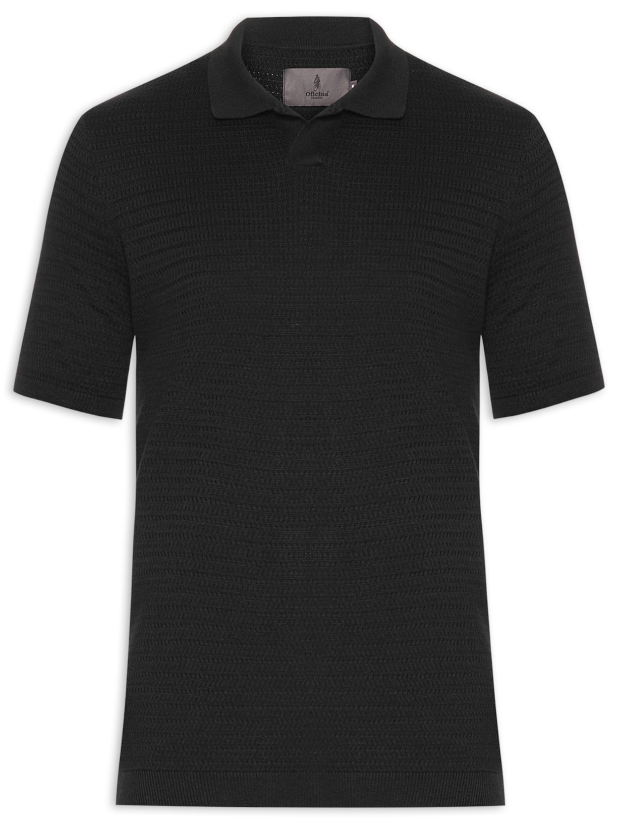 Polo Masculina Tricot Ancora Manga Curta - Preto