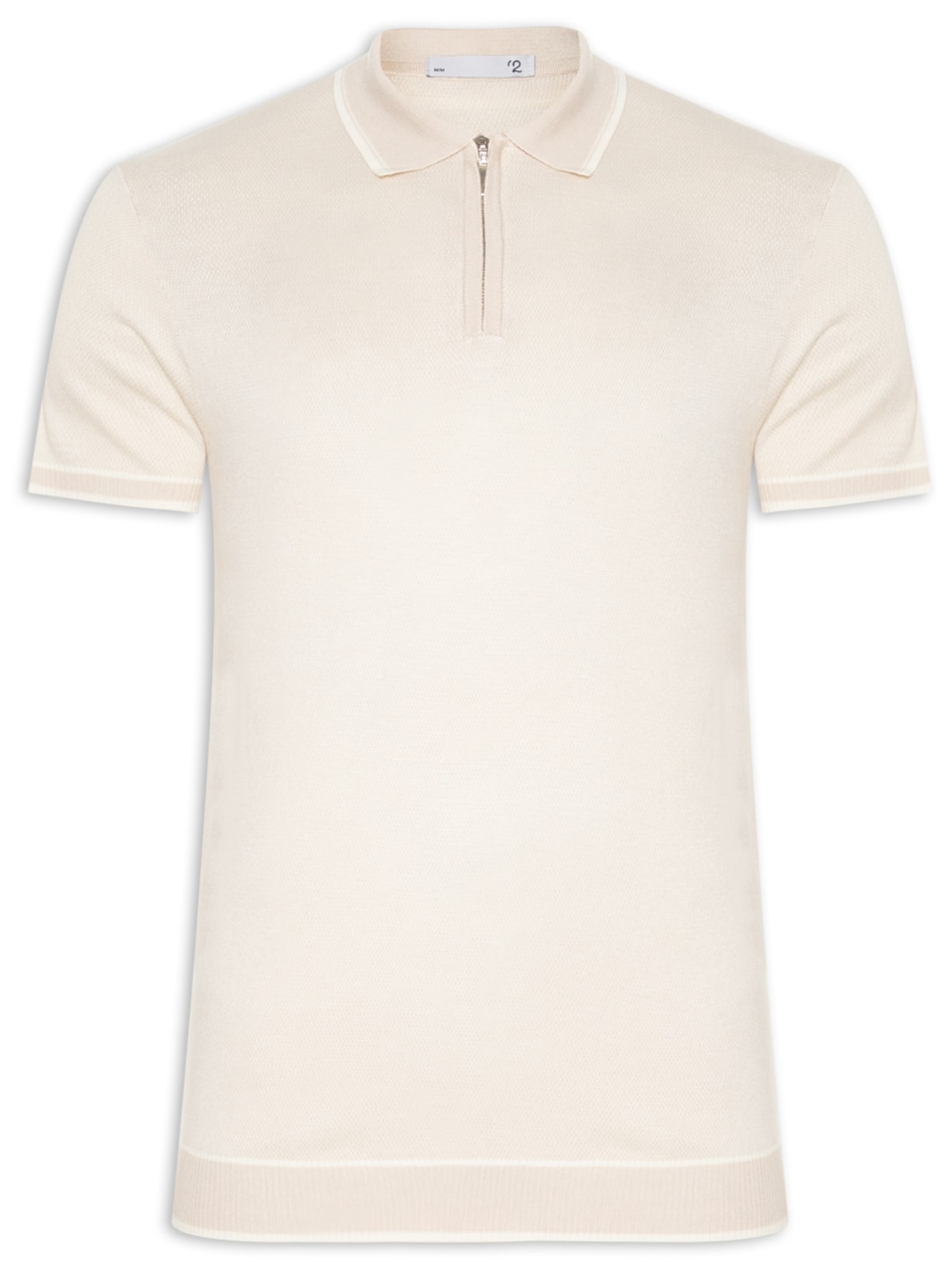 Polo Masculina Tricot Com Friso - Bege