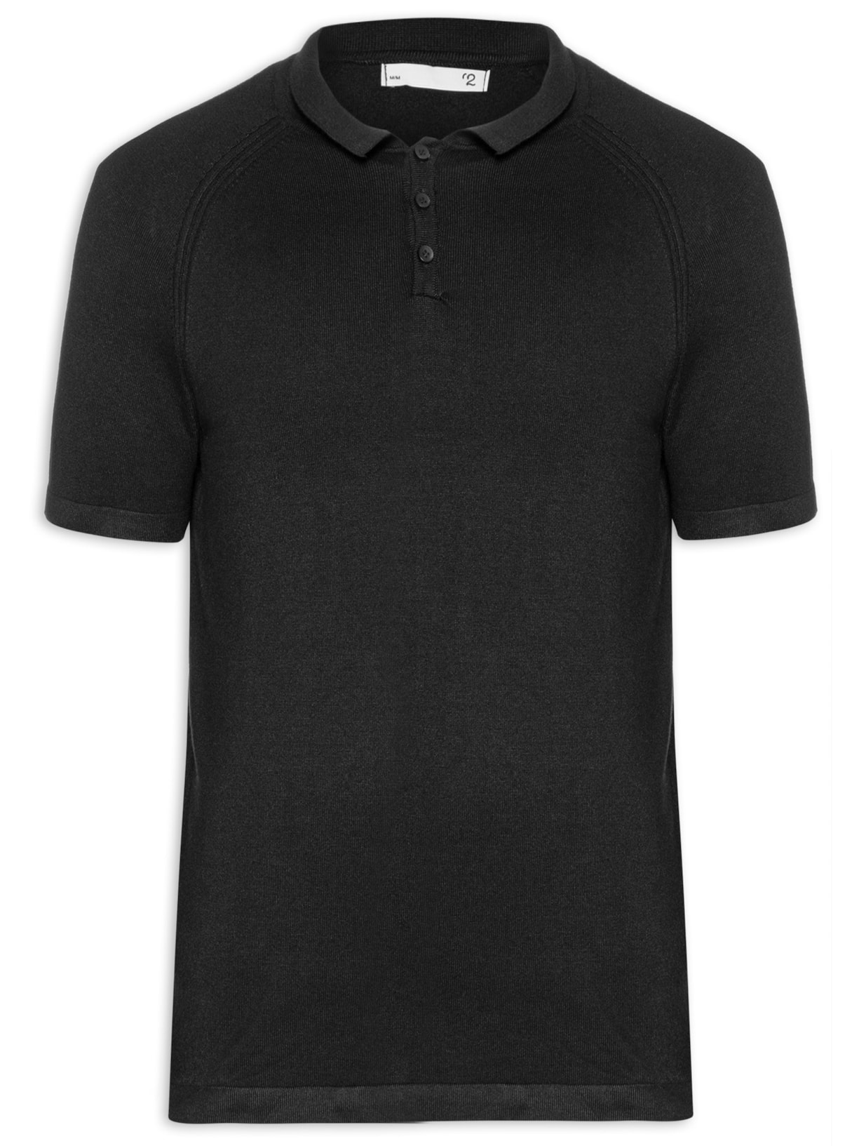 Polo Masculina Tricot Com Textura - Preto