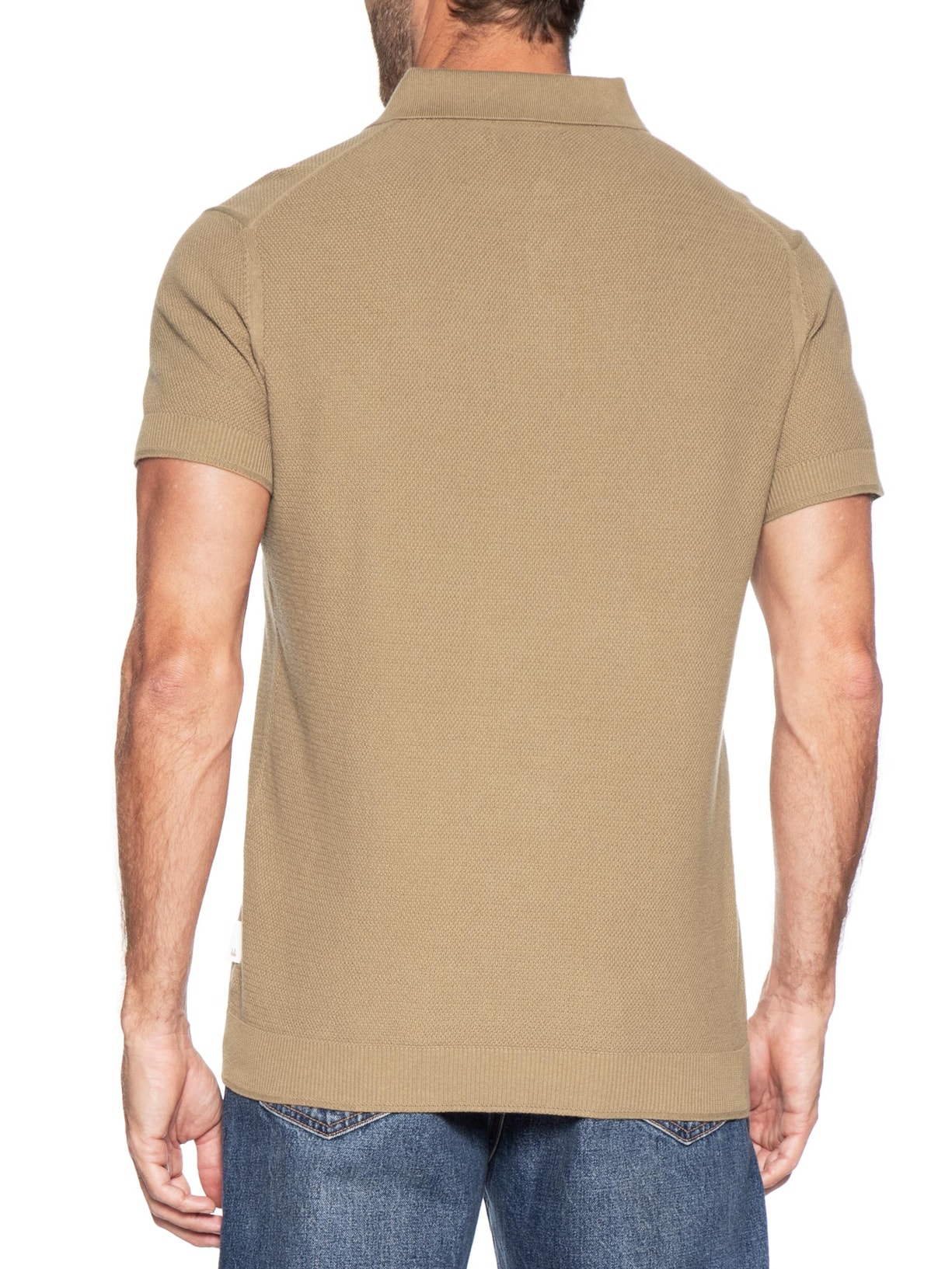 Polo Masculina Tricot Corda New Bege Foxton