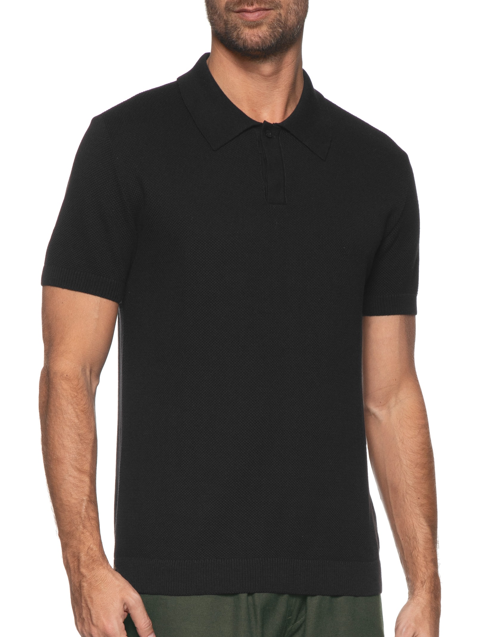 Polo Masculina Tricot Corda - Foxton - Preto