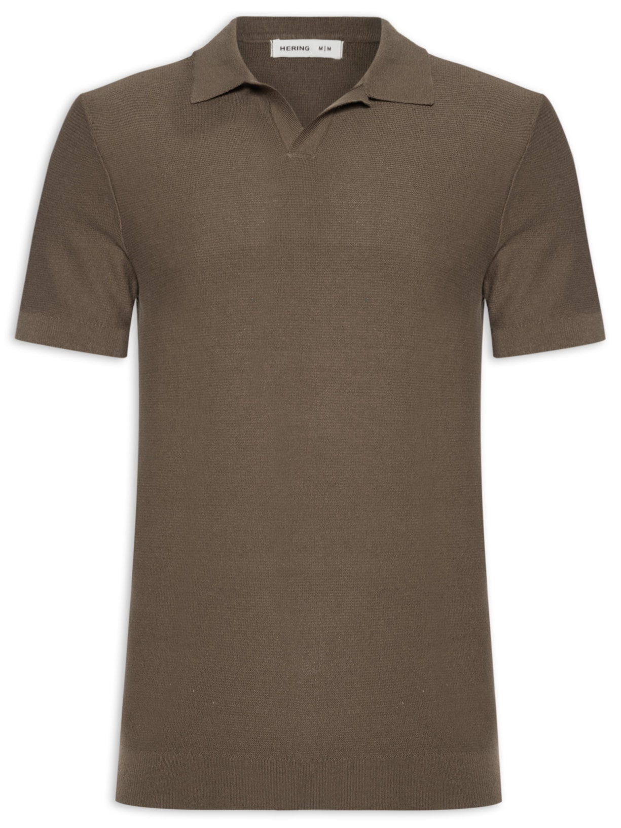 Polo Masculina Tricot Decote V - Marrom
