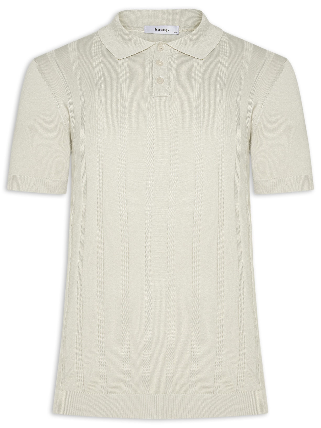 Polo Masculina Tricot Detalhes Cinza Basiq Men