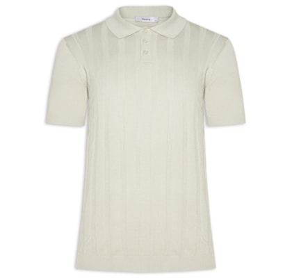 Polo Masculina Tricot Detalhes - Cinza