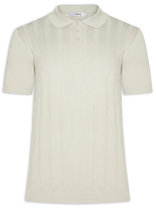 Polo Masculina Tricot Detalhes - Cinza