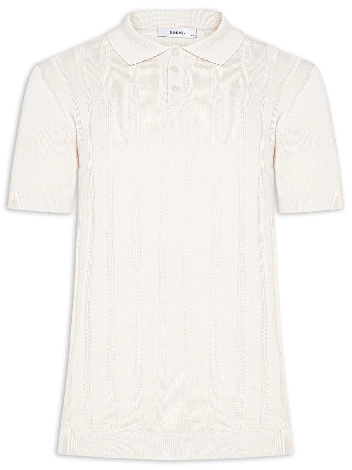 Polo Masculina Tricot Detalhes - Off White