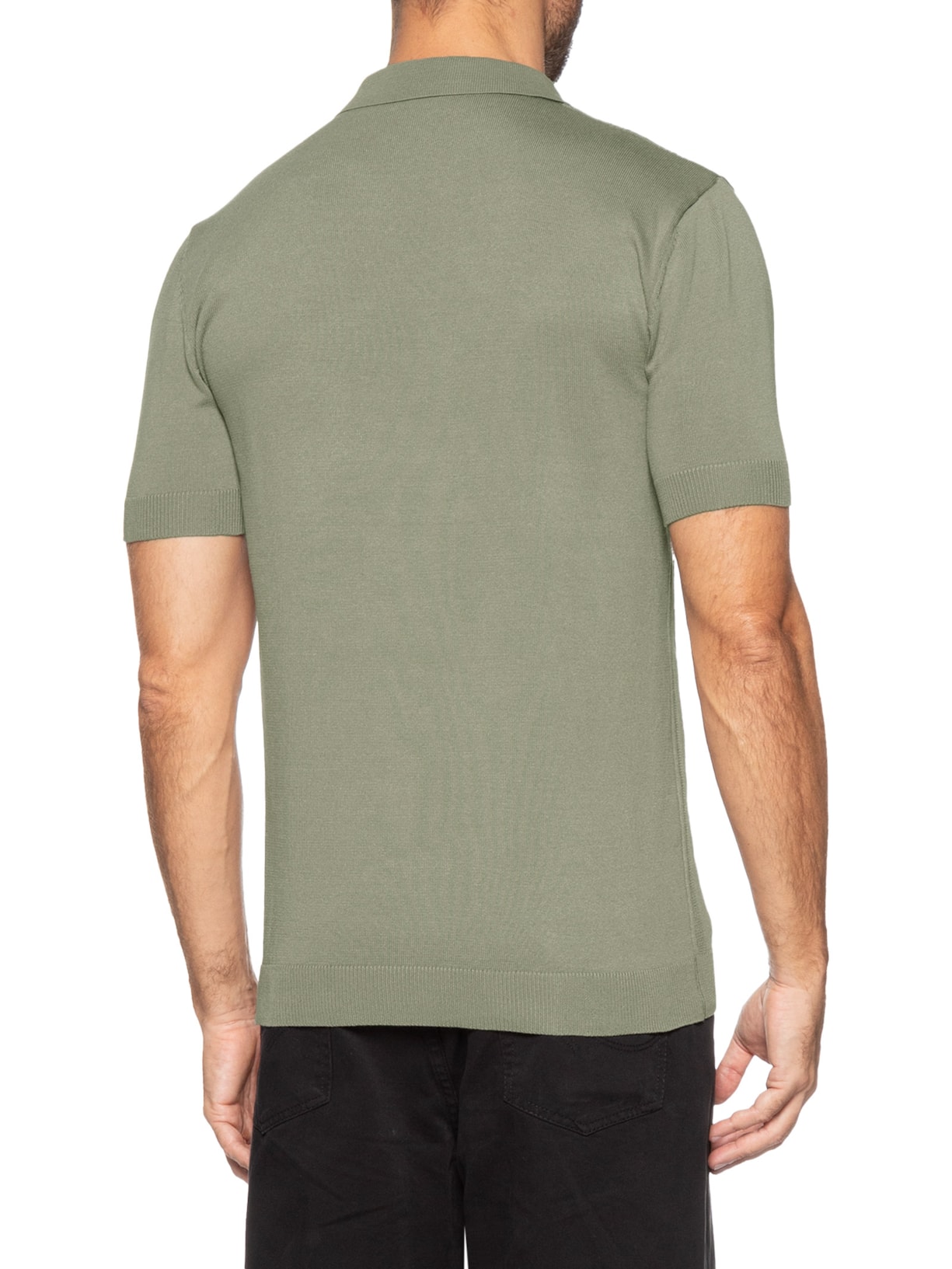 Polo Masculina Tricot Detalhes Verde Basiq Men