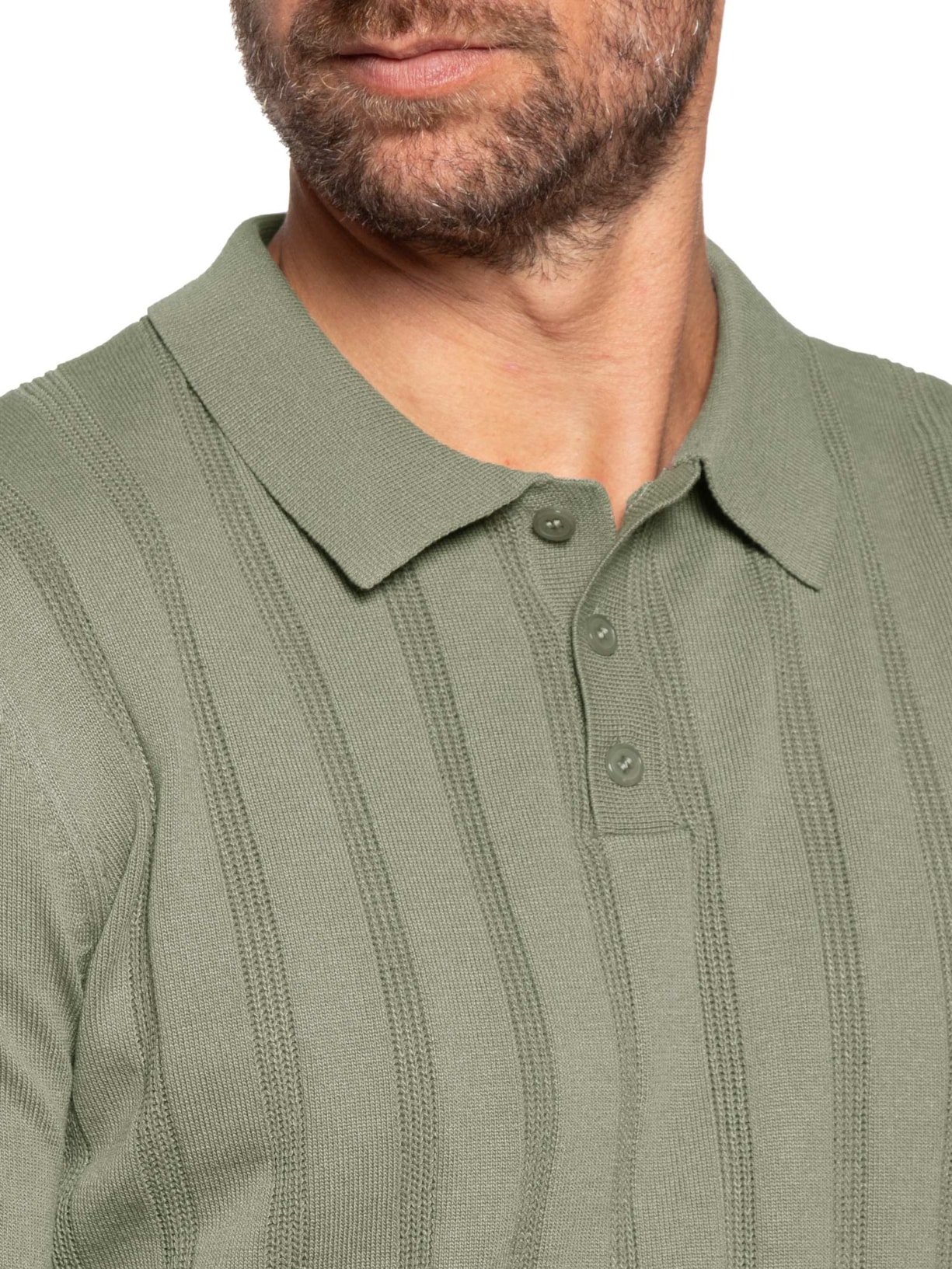 Polo Masculina Tricot Detalhes Verde Basiq Men