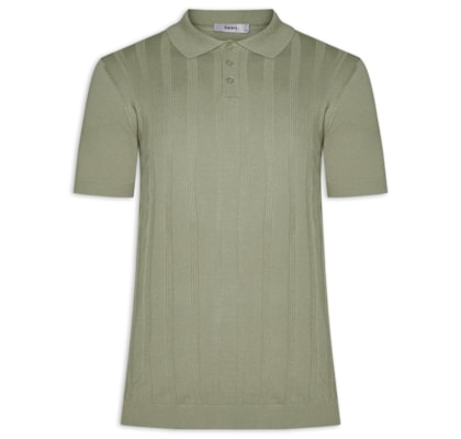Polo Masculina Tricot Detalhes - Verde