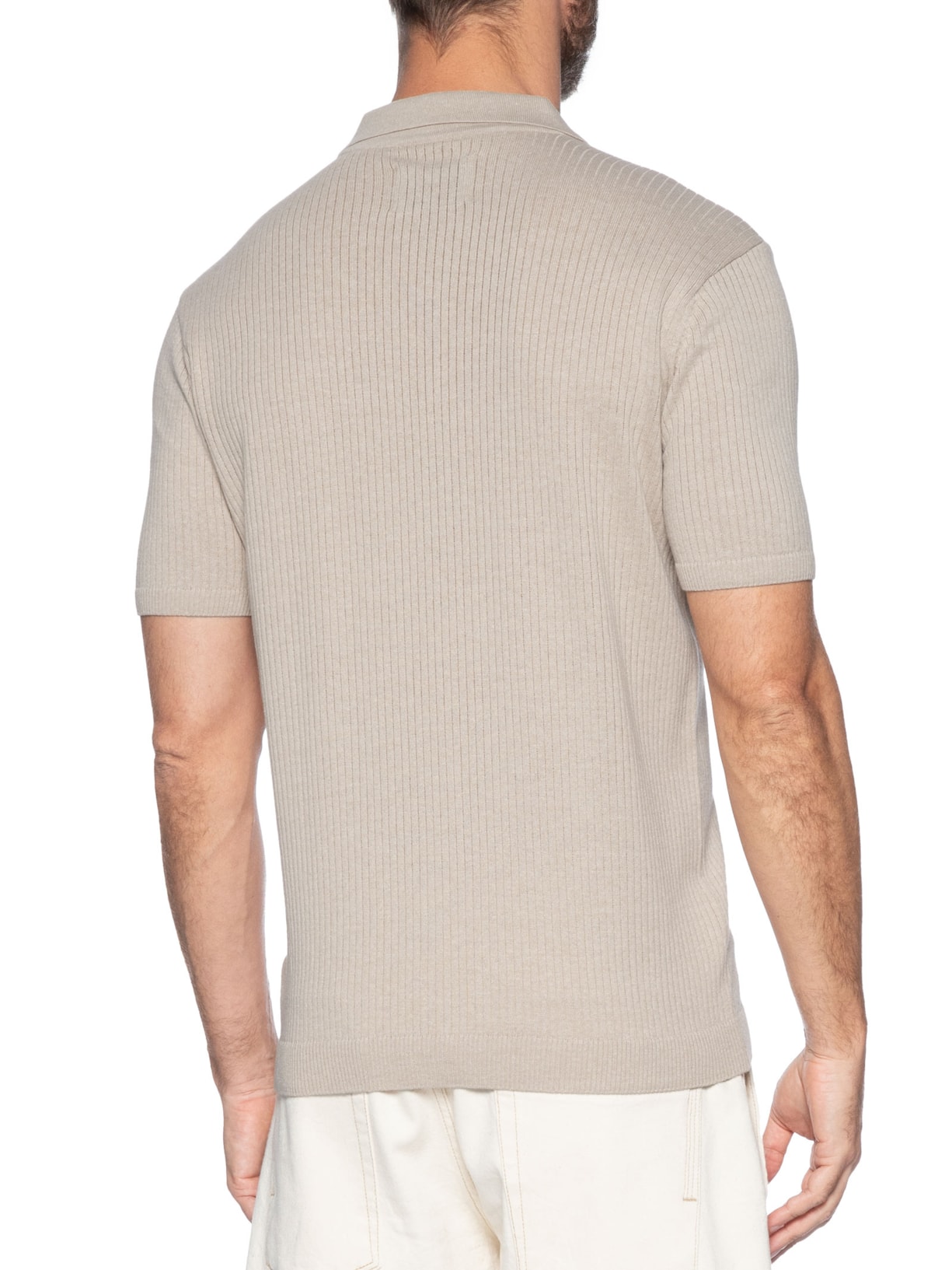 Polo Masculina Tricot Enseada Manga Curta Bege Oficina Reserva