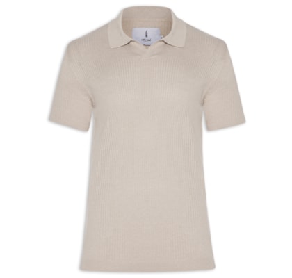 Polo Masculina Tricot Enseada Manga Curta - Bege