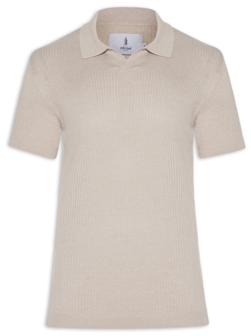 Polo Masculina Tricot Enseada Manga Curta - Bege